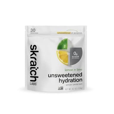 Skratch Labs Unsweetened Hydration Sport Drink Mix | Sugar Free | Electrolytes Booster | Lemon + Lime - 30 Servings | Non-GMO, Vegan, Kosher, Keto, Paleo