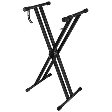 Adjustable Height Keyboard Stand with Quick-Release Lock, Double X Frame Design for 54/61/88 Key Digital Pianos, Foldable Portable Instrument Stand with Secure Straps for Electronic Keyboards