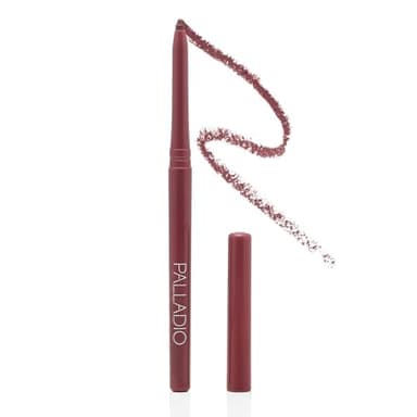 Palladio, Retractable Waterproof Lip Liner High Pigmented and Creamy Color Slim Twist Up Smudge Proof Formula with Long Lasting All Day Wear No Sharpener Required, Plum