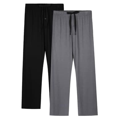 BAMBOO COOL Mens Pajama Pants Sleep Lounge Bottoms Soft Comfy Long Pj Pant Sleepwear with Pockets 2 Pack