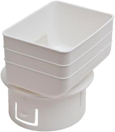 K-TEC GUTTER SUPPLY 3"x4"x4" Downspout Drainage Adapter for 3 inch x 4 inch downspout to 4" Round Drain Pipe - Universal Design to Fit All Types of 4" Round Drain Pipe Tile (3x4x4) White