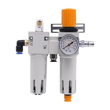 TUQI 1/2" NPT Tire Changer Air Pressor Oil Water Regulator Separator with Pressure Gauge, Anti-Corrosion Plastic Housing, Visible Bowl, Complete Accessories, and Maximum Pressure of 145Psi