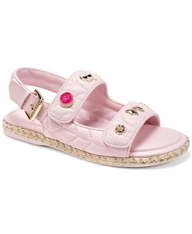 KARL LAGERFELD Women's Charlay Double Strap Sandal with Pin Embellishments, LIGHT BLUSH, 7.5
