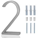 Silver House Numbers, 5 Inch Modern House Numbers, DIY Floating Address Numbers with Screws for Outside, Rust Free Zinc Alloy, Silver Number 2