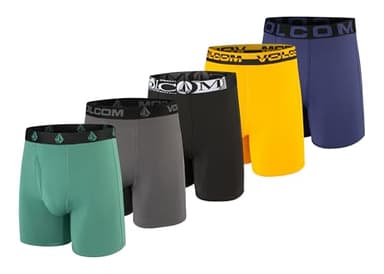 Volcom Mens Boxer Briefs Poly Spandex Performance Boxer Briefs Underwear (Teal/Grey/Black/Yellow/Navy, Medium)