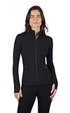 Yogalicious Womens Ultra Soft Lightweight Full Zip Yoga Jacket with Zipper Pockets - Black - Medium