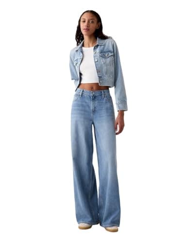 GAP Womens Mid Rise Baggy Denim Light Indigo 11 27 Reg