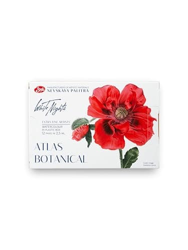 White Nights Professional Watercolor Set – Atlas Botanical Collection, 12 Full Pans, Artist Grade, Vibrant & Lightfast Colors in Durable Box by Nevskaya Palitra