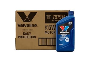 Valvoline Daily Protection SAE 5W-20 Synthetic Blend Motor Oil 1 QT, Case of 6 (Packaging May Vary)