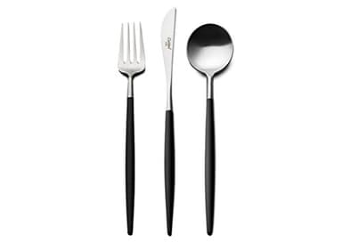 Cutipol GOA Black/silver Series Home Dinner Flatware Cutlery Set of 3 Pcs, Spoon, Fork, Knife, Professional Cutlery Brand