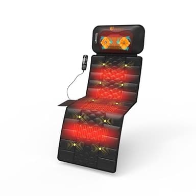 DOPICT Massage Mat, Detachable Neck Massager, Full Body Vibration Heating, Massage Pad with 10 Vibrating Motors and 9 Speed Settings for Home Office Use, Gift for Men Women Parents Christmas,Black