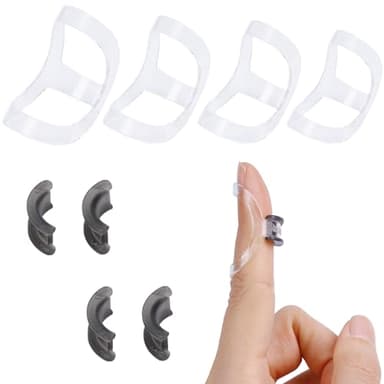 RonJea 8Pcs Clear Oval Finger Splints & Click-Lock Adjustment Kit, 4 Graduated Finger Ring Splint & 4 Splint Adjustment, Finger Braces for Arthritis, Mallet, Straightening, Support (Size 8-11)