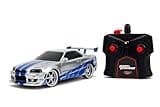 Jada Toys Fast & Furious 1:24 2002 Nissan GT-R R34 Remote Control Car RC with 2.4GHz, Toys for Kids and Adults (99371), Silver