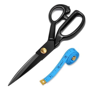 Fabric Sewing Scissors 9 Inch Heavy Duty Tailor Shears Professional Dressmaking Sharp Scissors for Fabric, Cloth, Leather, materials, Tailoring Cutting-Including 60INCH Measuring Tape