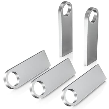 ABLAZE 8GB Flash Drive 5 Pack, Metal USB 2.0 Thumb Drives with Keychains USB Stick Pendrive (Sliver)