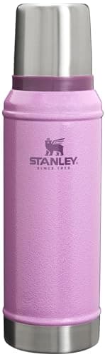 Stanley Classic Legendary Vacuum Bottle 1.0 qt | Wide Mouth with Leakproof Cup Lid | Keep Drinks Hot or Cold | Packable for Travel | Insulated Stainless Steel Thermos | BPA-Free | Hammertone Lilac