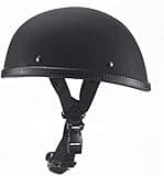 YMKJGZS German Style Open Face Road Riding Beanie Helmet Low Profile Chopper Motorcycle Half Helmet - Small and Light Summer DOT Approved Cool Skull Cap for Adult Men and Wome -Matte Black-L