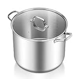 TeamFar 20QT Stock Pot, Stainless Steel Stockpot Large Induction Cooking Pot with Lid & Tri-ply Bottom, for Soup Seafood Cooking, Sauce Canning, Non Toxic & Heavy Duty, Various Stovetops Suitable