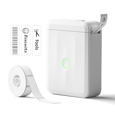 NIIMBOT Label Maker Machine Bluetooth Label Printer for School Home Office Organization, Wireless Mini Labeler D110 Upgraded Version, Label Machine with 1 Label Tape, White