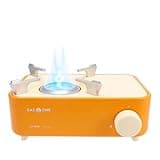 Gas One Butane Fuel Camp Stove – Crate Series - Mini Stove for Camping, Hiking – Portable Gas Stove with Spiral Flame – Even Heat Distribution – Modern and Easy to Use (Orange)