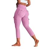 Yoga Pants for Gym High Waisted Spandex Leggings with Pocekts for Women Stretchy TumControl, Hiking Pants, Cargo Leggings, Cropped, Ca, Pink, Petite S