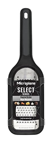 Microplane Select Series Handheld Coarse Cheese Grater with Ergonomic Handle, Dishwasher Safe, Black