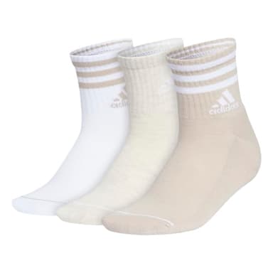 adidas Womens 3-Stripe High Quarter Socks (3-Pair) with arch compression for a secure fit