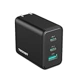 TECKNET USB C Charger 65W PD 3.0 GaN Type Foldable Adapter with 3-Port Fast Wall Compatible with iPhone 16 Pro Max/16 Plus/16 Pro/16/15/14, MacBook Pro, iPad Switch, Galaxy S24/S23