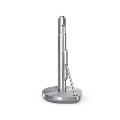 simplehuman Tension Arm Standing Paper Towel Holder, Heavy-Duty, Easy One-Handed Tear, Kitchen Countertop, Brushed Stainless Steel
