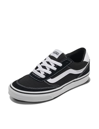 Vans Women's Brooklyn LS Shoe - Low-Top Fashion Sneakers for Casual Wear. Suede/Canvas Black/White. 8