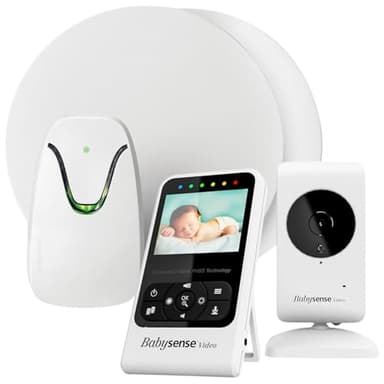 Babysense Video & Breathing Movement Monitor - Video Baby Monitor with Breathing Motion Detection & Alerts Bundle Pack - Video Monitor V24R with Babysense 7 Under-The-Mattress Sleep Monitor