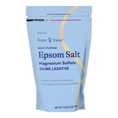 Foster & Thrive 1 lb Pouch Epsom Salt Granules - Magnesium Sulfate USP 100% - Saline Laxative - Multi Purpose