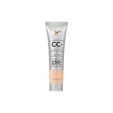 IT Cosmetics CC+ Cream Travel (Light Neutral) - Natural Full Coverage Foundation With SPF 50+, Color Corrector & Anti-Aging Hydrating Serum, Hyaluronic Acid + Peptides, Up To 24H Wear - 0.4 fl oz