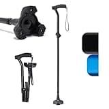 Medline TriGlide Folding Cane, Mimics Ankle Movement, Adjusts 32-37", 350 Ibs. Capacity, Black - For Seniors & Adults While Walking, Balance, Mobility Aid