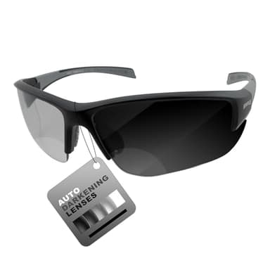 Global Vision Hercules 7 Auto-Darkening 24-Hour Photochromic +2.0 Bifocal Safety Glasses Clear to Smoke, ANSI Z87.1 Certified
