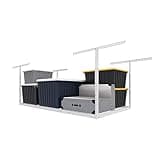 FLEXIMOUNTS 3x6 Overhead Garage Storage Adjustable Ceiling Rack 72" Length x 36" Width x 40" Height, 450lbs Weight Capacity, White