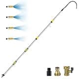 Buyplus 12FT Telescopic Gutter Cleaning Tools from the Ground, Long Reach Gutter Cleaner Wand with Hose Attachment, Rain Gutter Cleaner Tool with Extension Pole for 2nd Story House
