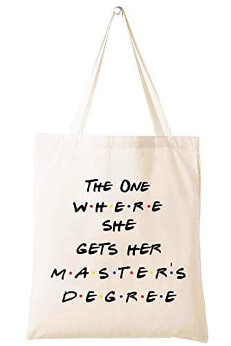 Grad Student Graduation Gifts for Best Friend,Daughter,Cousin,Sister-Shoulder Bag Shopping Tote Bag,Masters Degree Present for Grad Student-MBA Gifts-The One Where She Gets Her Master's Degree