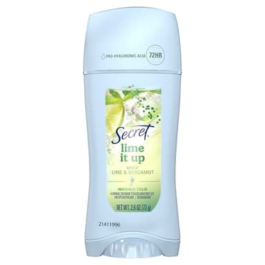 Secret Fresh Antiperspirant Deodorant for Women, 72hr Freshness on the Rocks with Pro-Hyaluronic Acid, Miami Mocktails Edition, Invisible Solid, Lime It Up with Lime & Bergamot Scent, 2.6 oz