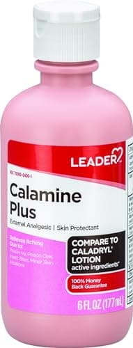 LEADER Calamine Anti-Itch Lotion, Medicated External Analgesic Skin Protectant Lotion for Fast-Acting Itch Relief, Poison Ivy, Insect Bites, Chicken Pox (1, Pink)