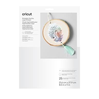 Cricut Printable Vinyl - 25 White Sheets, US Letter Size (8.5in x 11in) - Compatible with Inkjet Printers - for Joy Xtra, Explore, & Maker Machines