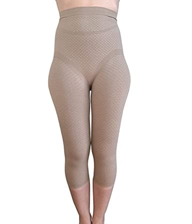 Bioflect® Capri Compression Leggings with Bioactive Fibers and Raised Massaging Knit for Support and Comfort - Sand XL