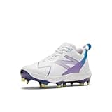 New Balance FuelCell Romero Duo V2 TPU Molded Baseball Shoe, White/Spice Blue/Dusted Grape, 5 US Unisex Big Kid