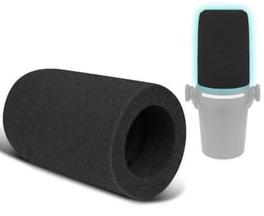 SOULWIT 2Pcs Microphones Pop Filter for Shure MV7+ Podcast Dynamic, Protective Mic Cover Windscreen Foam - Black