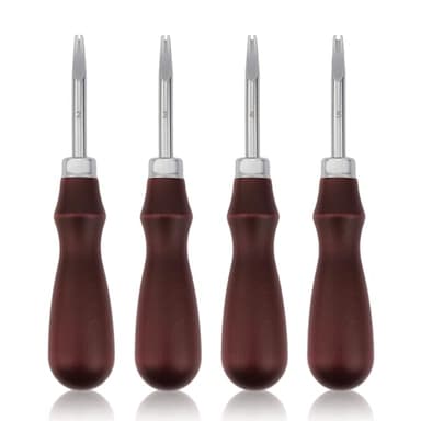 4 PCS Leather Edge Bevelers - Leather Beveler Tool for Edge Finishing and DIY Leathercraft, Leather Edge Beveler Tool Gift for Leather Artisans, DIY Enthusiasts (0.8mm,1mm,1.5mm, 2mm)