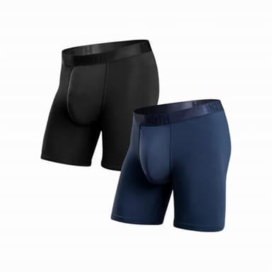BN3TH Men's Classic Icon Boxer Briefs, 3-D Pouch, Breathable TENCEL Modal, Anti-Chafing, No-Roll Waistband, Lightweight Athletic Underwear, Moisture-Wicking (2pk) Black/Navy - L