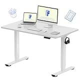 FLEXISPOT EN1 One-Piece Standing Desk, 48 x 24 Inches Solid Desktop Height Adjustable Desk, Electric Sit Stand Up Desk Home Office Desks (White Frame + White Desktop)
