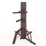 MR Wing Chun Dummy, Wooden Mook Yan Jong, IP Man Training Target with Tripod Base, Adjustable Height Mook Yan Jong Training with 3 Striking Pad, Martial Arts Traditional Kung Fu Training Dummy