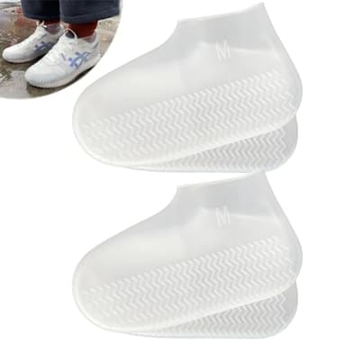 LSDWL Waterproof Shoe Covers 2 Pairs,Rain Shoe Covers Reusable Silicone Non Slip Shoe Covers for Outdoor,Rain Shoe Covers for Women and Men (Clear, Medium)