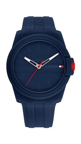 Tommy Hilfiger Casual 3H Quartz Watch - Sporty Silicone Wristwatch for Men - Water-Resistant up to 5 ATM/50 Meters - Premium Fashion for Everyday Wear - 44mm